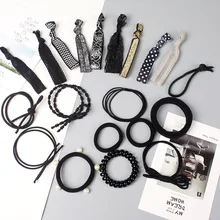 20/10 шт./компл. резинка для волос для девочек, простые Высокие эластичные бесшовные женские аксессуары для волос резинка "сделай сам", Цвет: черный Кружева G0409