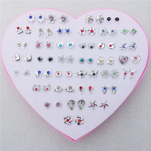 Wholesale Cheap randomly mix styles stud earrings,silver rhinestone