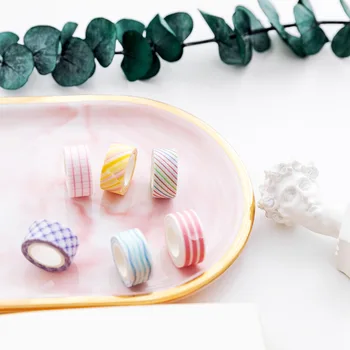 

24 pcs Color paper masking tape set Mini 10mm pink purple green washi tapes sticker decoration diary book album Stationery F012