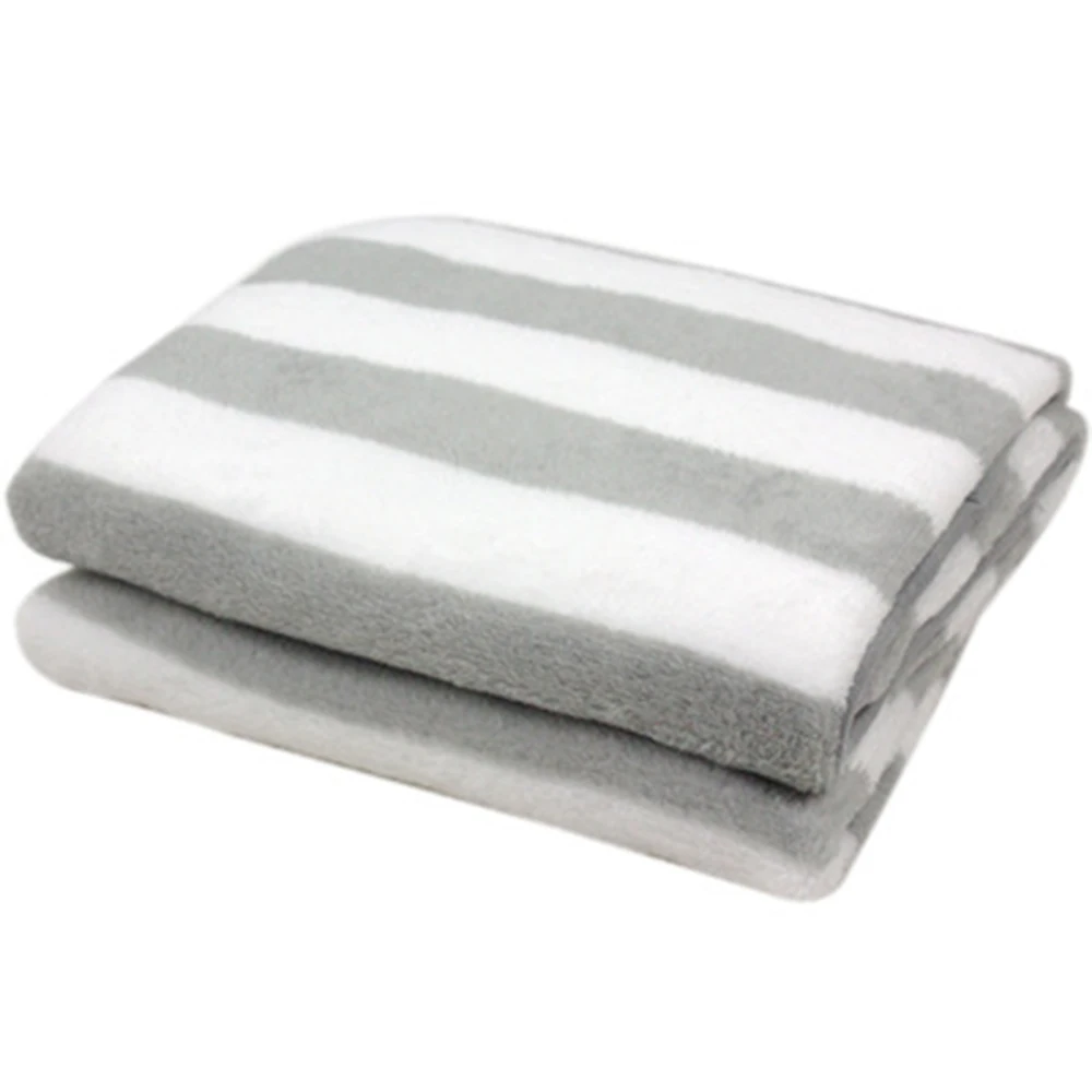 Детское одеяло s, зимнее плотное флисовое плюшевое Коралловое теплое одеяло, Пеленальное Одеяло для детской коляски, одеяло для новорожденного ребенка, 100*75 м - Цвет: Gray strip