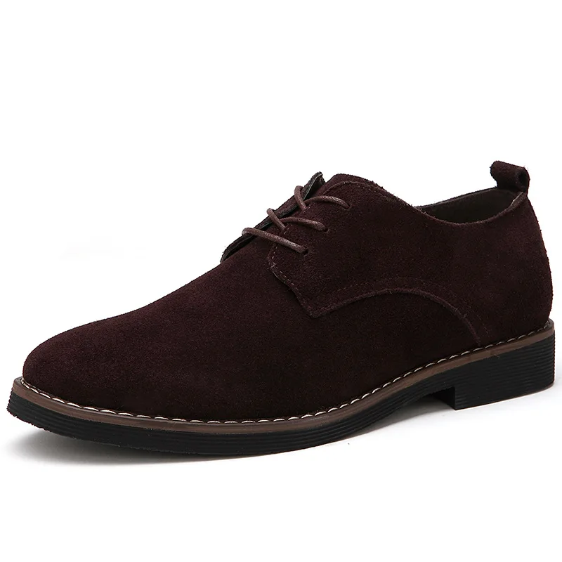QFFAZ/модная мужская повседневная обувь; новая весенняя мужская обувь на плоской подошве; мужские замшевые оксфорды на шнуровке; мужские кожаные туфли; zapatillas hombre; большие размеры 38-48 - Цвет: Brown