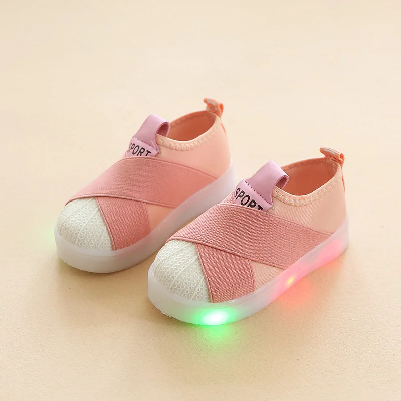 KRIATIV New Design LED Shoes for Girl&boy Kids Led Glowing Sneakers Luminous Children Baby Shoes Bebe Sneakers Pink Gray Black