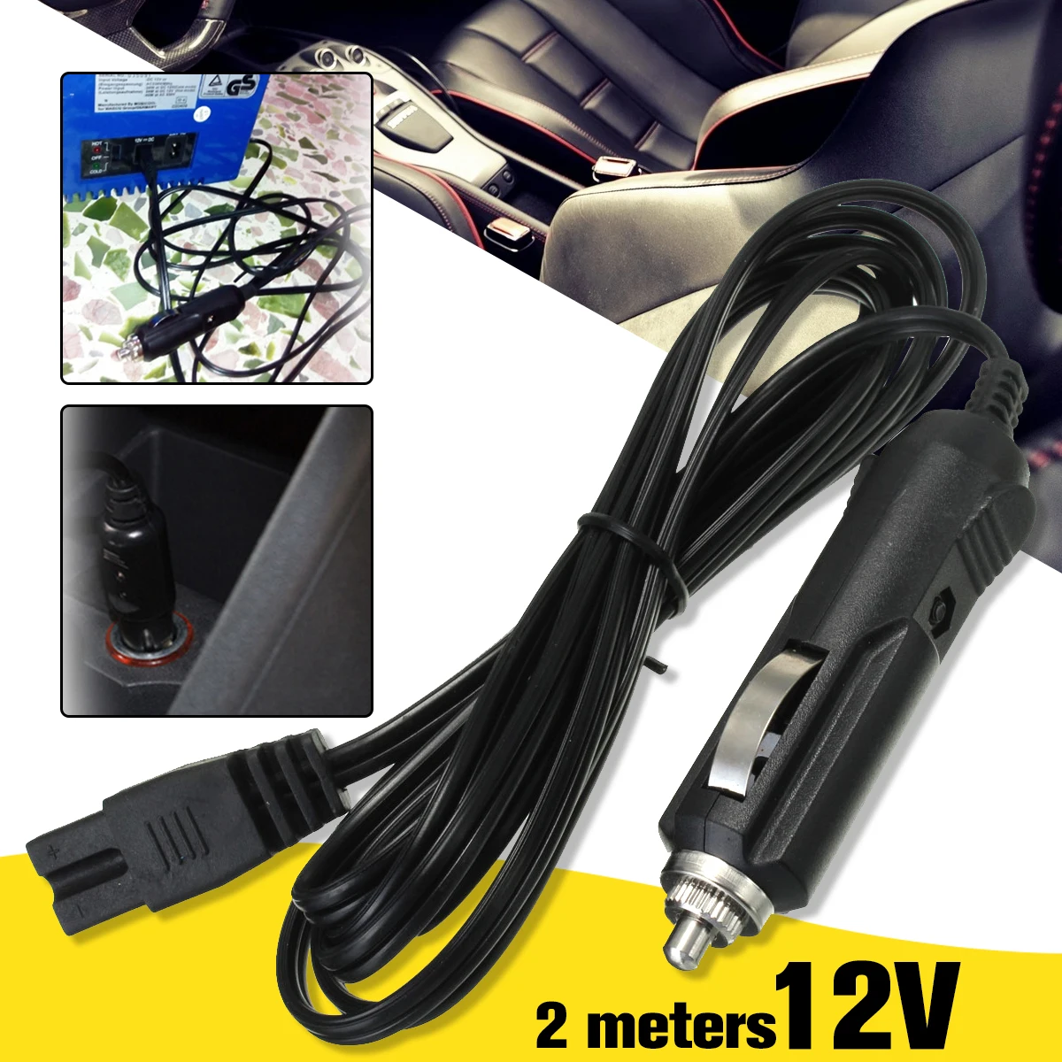 Newest 2m 12V DC Replacement Car Cooler Cool Box Mini Fridge 2 Pin Lead