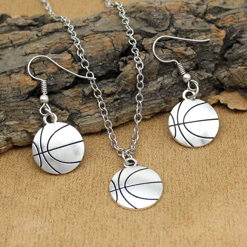 Fashion Jewelry Sets Sports Basketball Necklace Earrings Set For Women