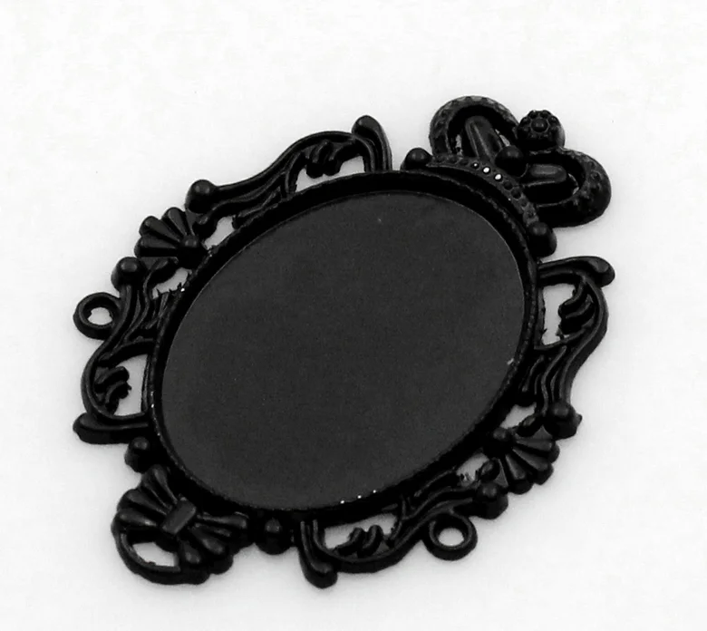 

8SEASONS Beads Findings Oval Black Hollow Cabochon Setting(Fits 22x29mm),4.7x3.5cm,10PCs (B22479)