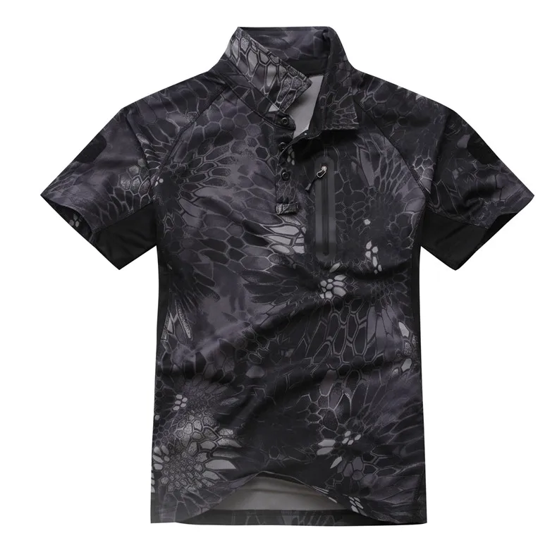 Высококачественная Мужская тактическая футболка с коротким рукавом для охоты, пешего туризма, страйкбола, пейнтбола, армейского камуфляжа, рубашка для рыбалки, охоты