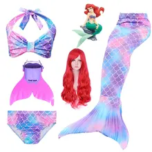Детский женский купальный костюм русалочки, купальник-бикини с моноластами и хвостом для косплея