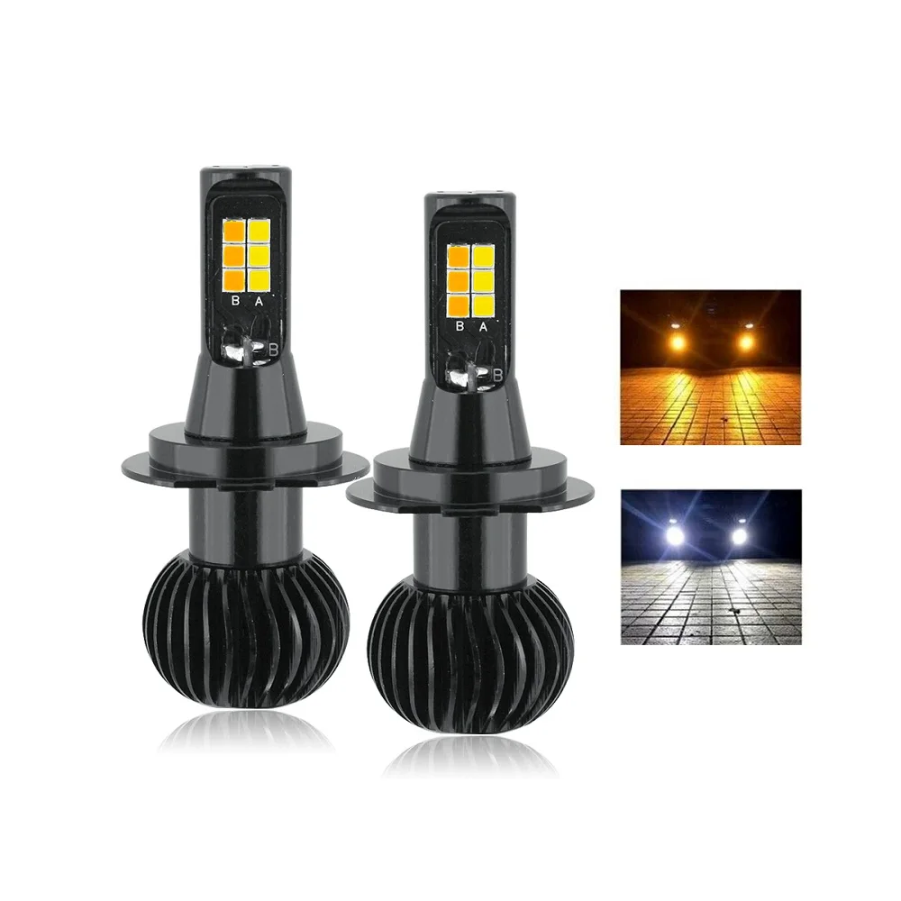 

ANBLUB 2pcs LED Car Lights H1 H4 H7 H11 40W Dual Color Car Fog LightHeadlight Bulb 12V White Yellow Auto Fog Lamp DRL Lights