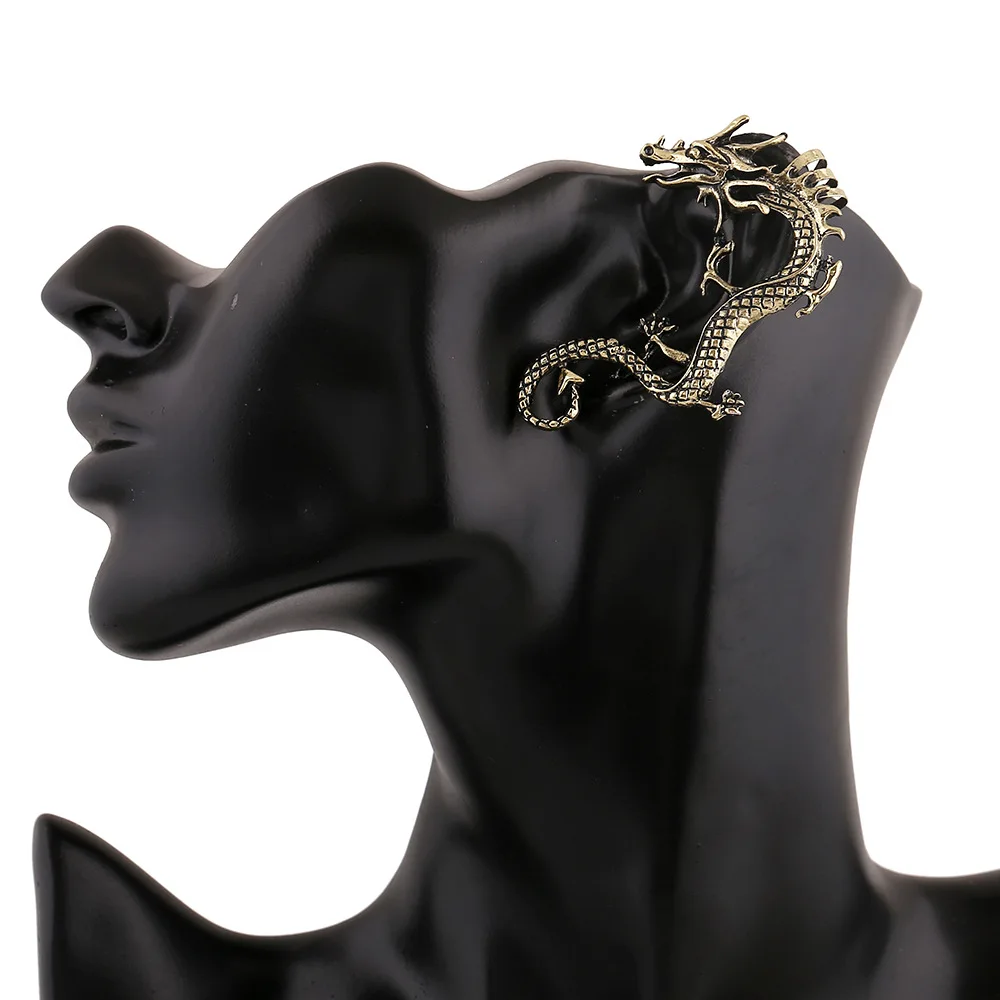 10PCS Fashion Jewelry Statement Earrings 2018 Punk Dragon Long Ear Cuff Earring Jackets For Women And Men Gifts EJ011 |