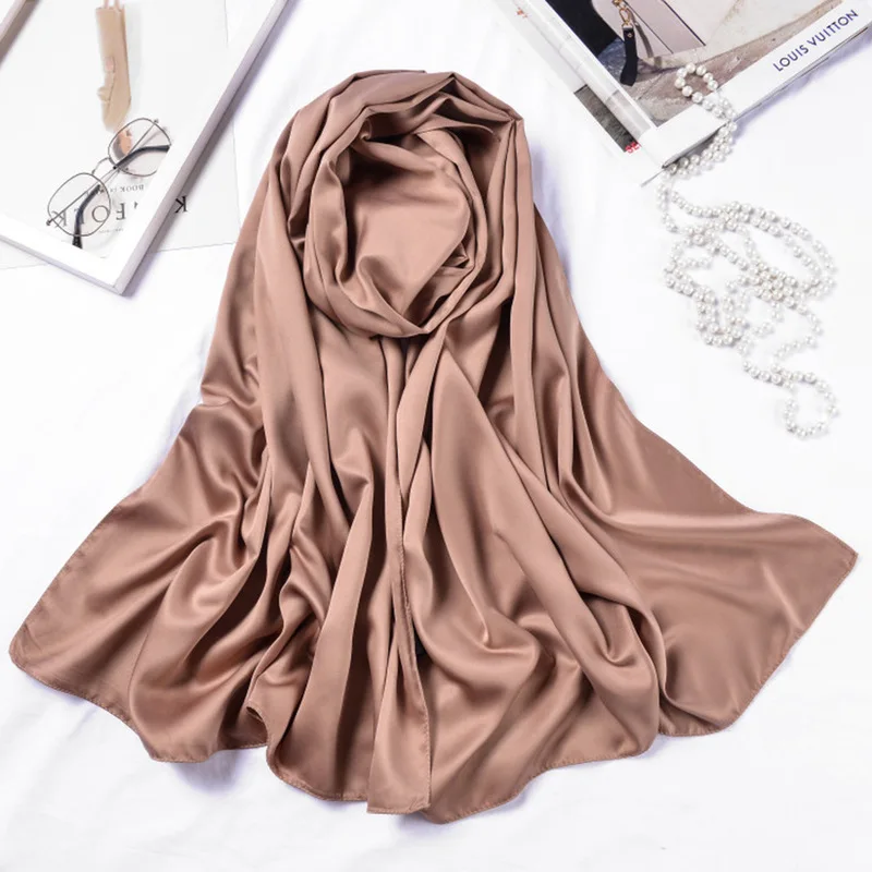 110*110 см женский Шелковый атласный шарф для малайзийской мусульманской леди большой размер свадебная вуаль хиджаб шали платок покрывала исламский платок - Цвет: Color 11