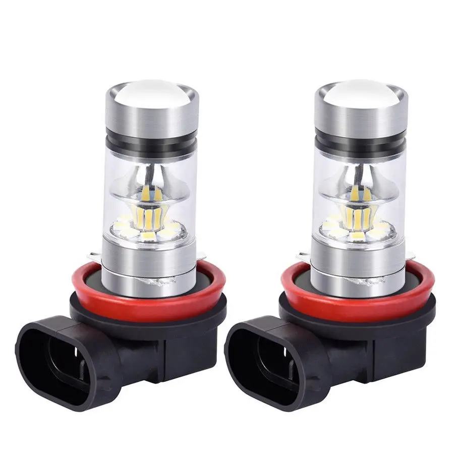 2pcs White H8 H9 H11 6000K High Power LED Bulbs For Fog Lamp Driving DRL Lights