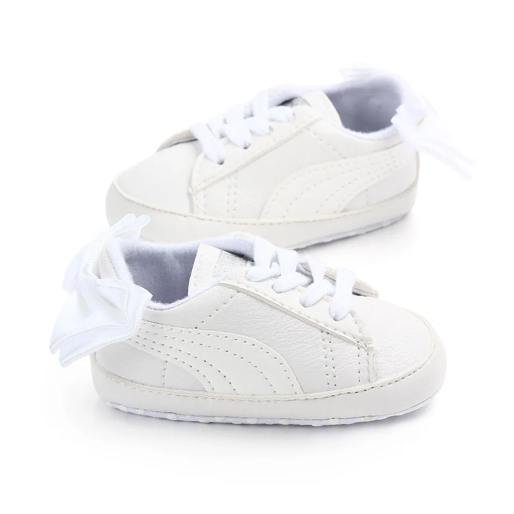 New Newborn Toddler Infant Baby Girl Boy Soft Sole Pu leather Crib Shoes Sneaker Prewalker Little white Baby Shoes 0-18M