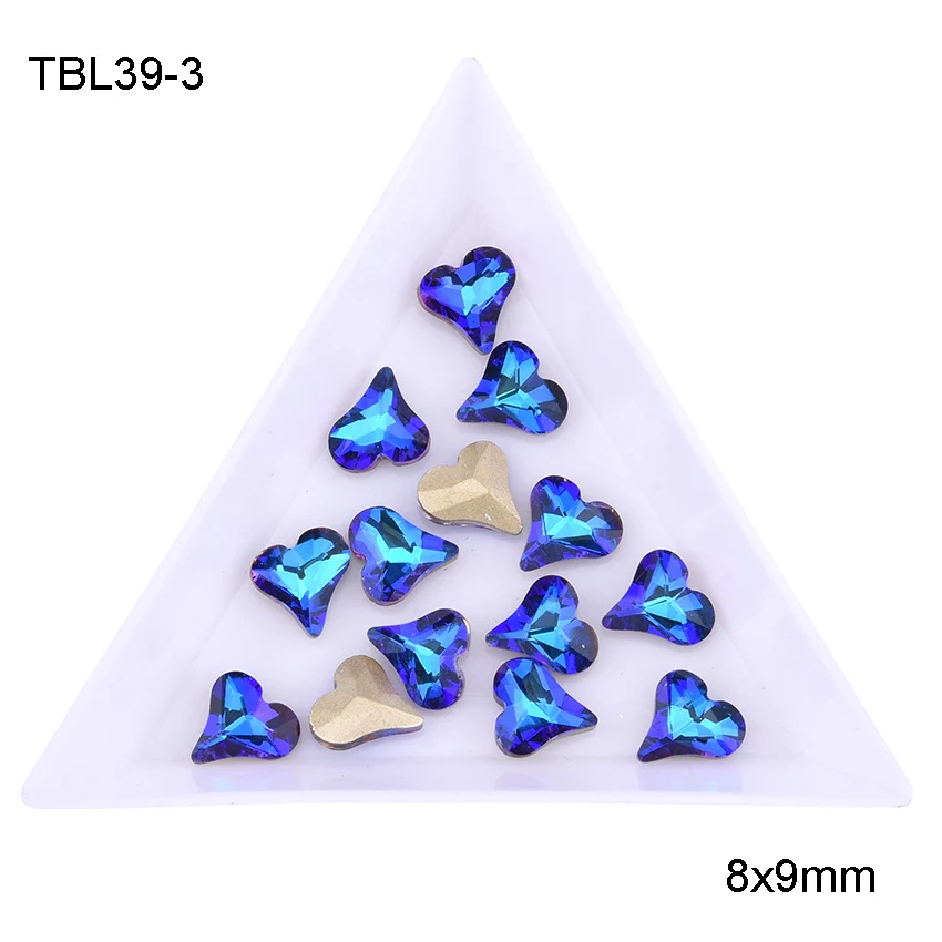 10 шт. кристаллы в форме сердца Стразы для украшения ногтей Стразы Назад Острый камень DIY драгоценные камни ногтей амулеты TBL39 - Цвет: 3