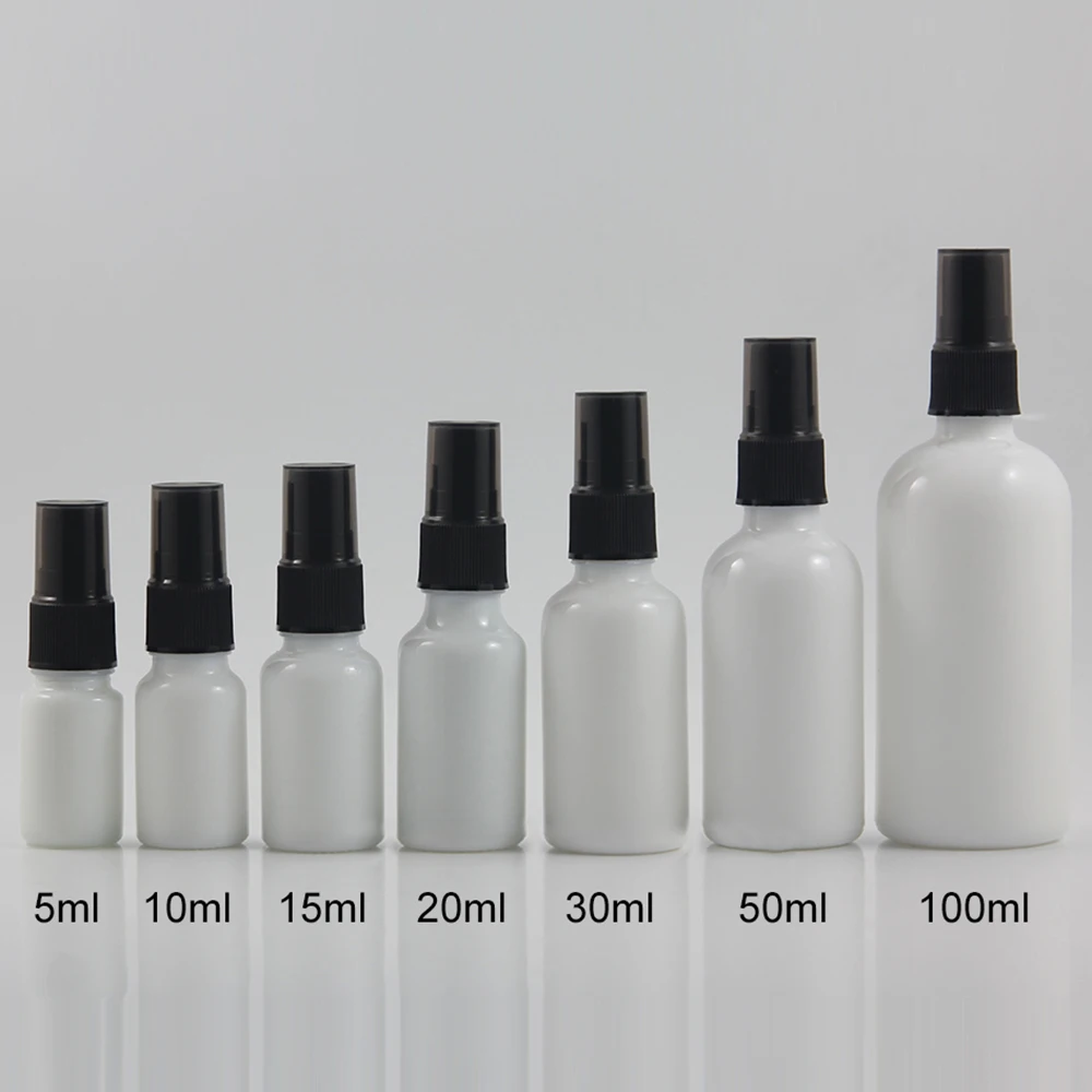 PGY21-30ml Солнцезащитный спрей бутылка опал белая стеклянная бутылка с черным пластиковым распылительным насосом