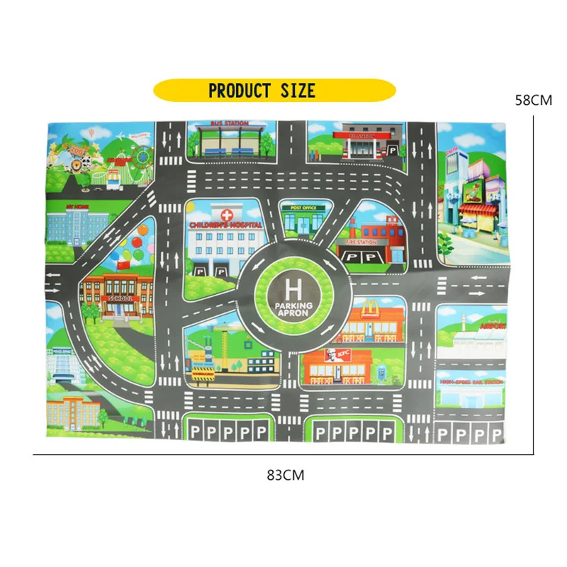 130*100 CM Portable Play Mat Traffic Highway Routes City Scene Map Model Car Toy Game Pad Interactive Developing Crawling Mat