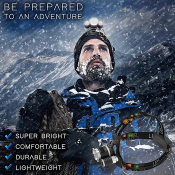 

Super bright Headlight 30000Lumen headlamp 3* T6 +1*Red LED Head Lamp Flashlight Torch Lanterna 2*18650 with batteries charger