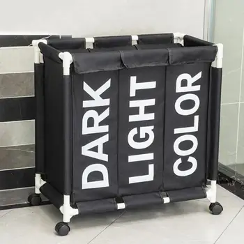 

3-Bag Rolling Laundry Sorter Cart Heavy-Duty Sorting Hamper W' Removable Bags & Brake Casters Black