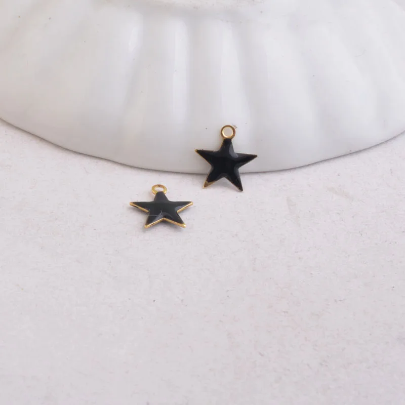 30 шт Звезда латунь Шарм капающее масло Шарм для браслета ожерелье кулон ювелирные аксессуары фурнитура MX-8