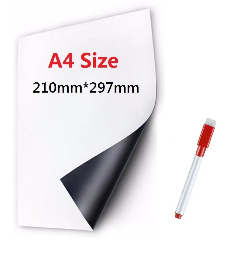 Магнитная доска для записей A4 мягкая магнитная доска сухая салфетка рисованная панель записи для магниты на холодильник наклейка кухонный Декор - Цвет: A4 board 1 red pen