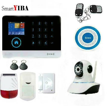 

SmartYIBA 2.4inch Screen Wireless GSM GPRS Home security Alarm systems with LCD Keyboard Sensor alarm outdoor flash siren kits