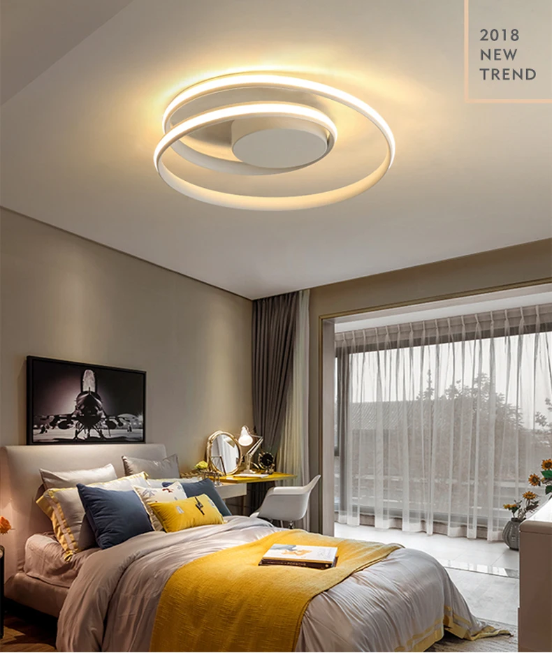 Потолочный светильник, светодиодный светильник для гостиной, спальни, кабинета, домашнего декора, AC85-265V, современный белый Потолочный светильник