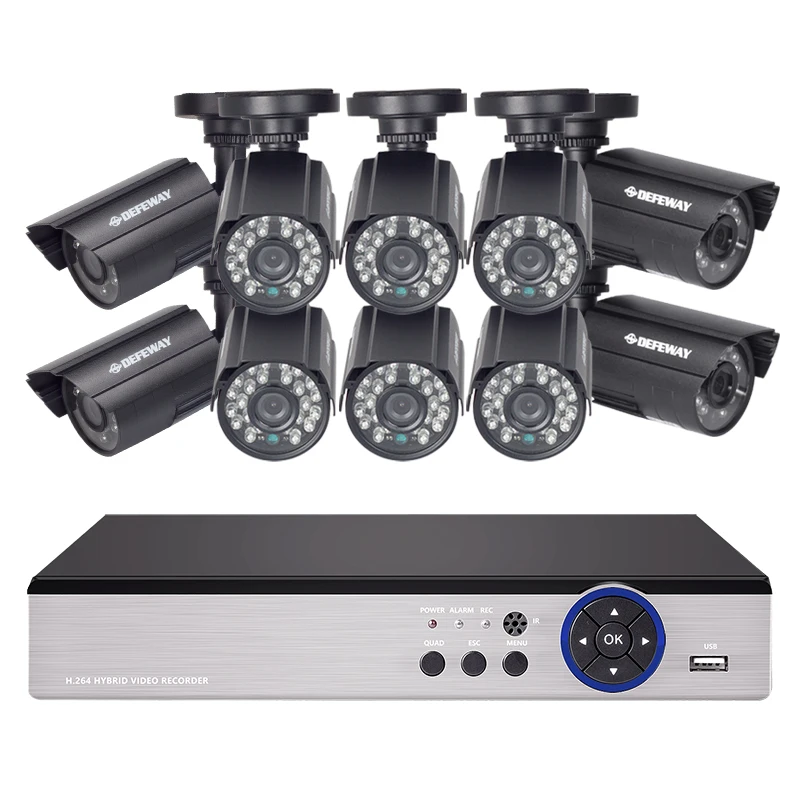 DEFEWAY 1080N HDMI DVR 1200TVL 720P HD наружная система камер домашней безопасности 16CH CCTV видео наблюдения DVR комплект AHD 10* Камера s