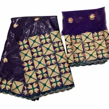 Африканская раковина riche getzner высокое качество кружева хлопок Базен riche ткань с нигерийской кружевной тканью 5+ 2 ярдов/партия KY-31