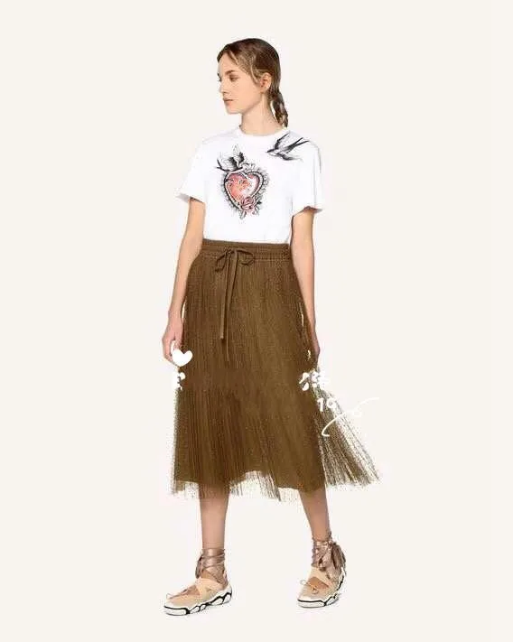 

Woman T shirt Short Sleeve Swallow rose print Red Casual Tee 100% Cotton