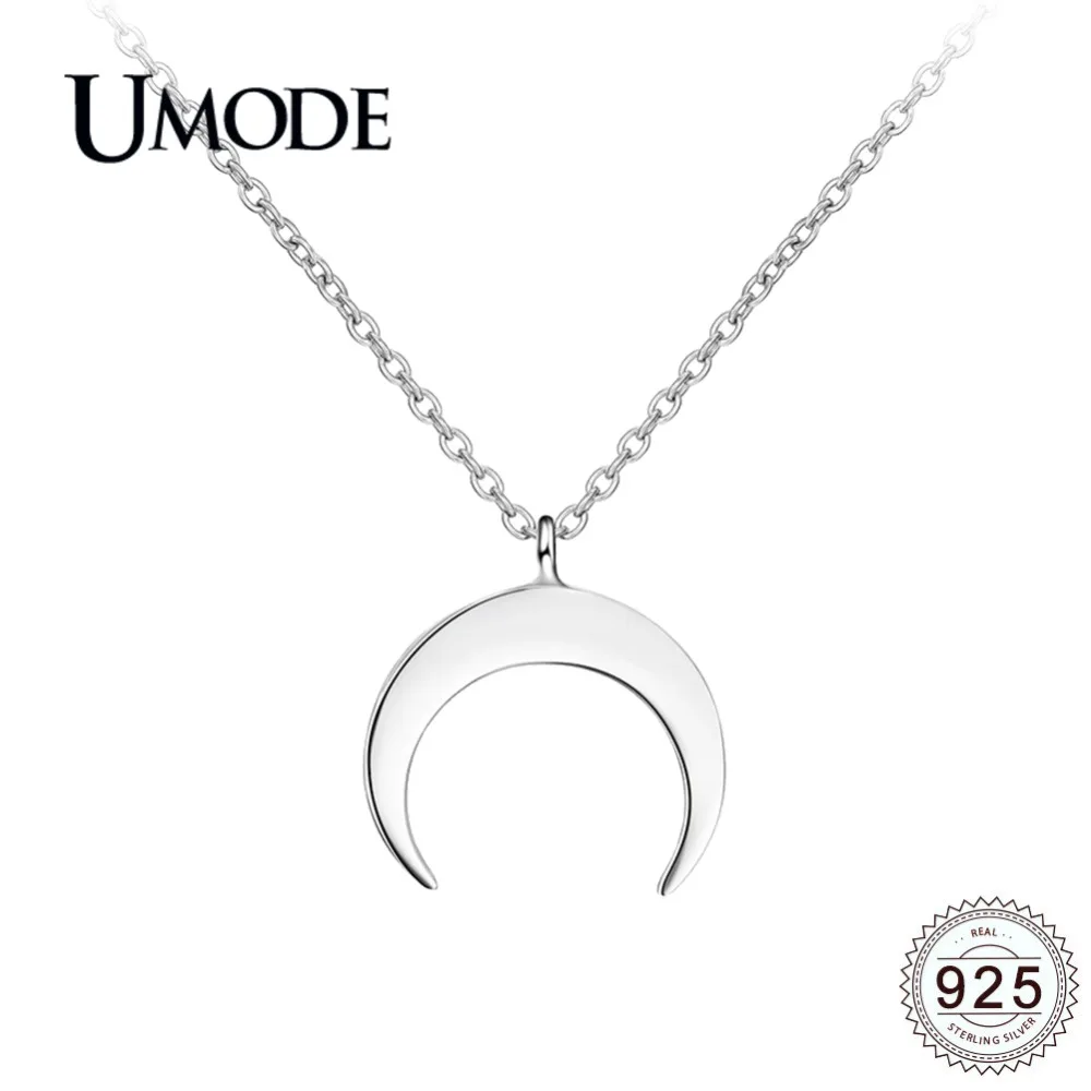 

UMODE New 2019 925 Sterling Silver Crescent Moon Pendant Necklaces for Women Silver 925 Necklace Jewelry Simple Pendants ALN0395