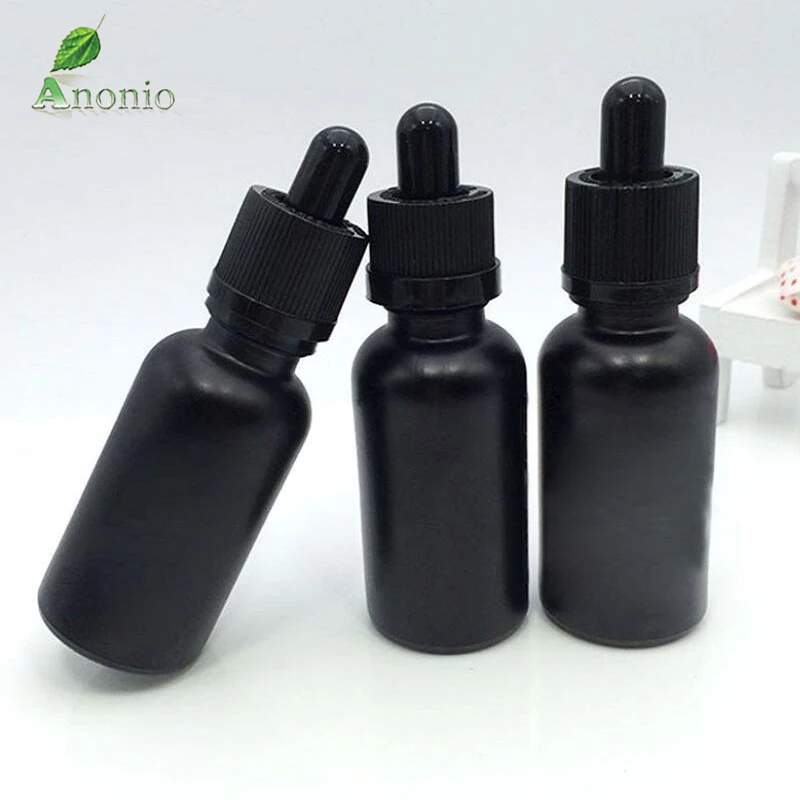 Download 5PCS 5ml 10ml 30ml 50ml Black Frosted Glass Dropper Bottle ...