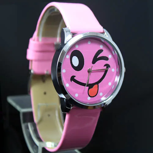 Pink Lovely Cute Smile Face Boys Girls Students Hours Fashion Christmas Birthday Gift Quartz Wrist Watches Xmas Gift! | Наручные часы