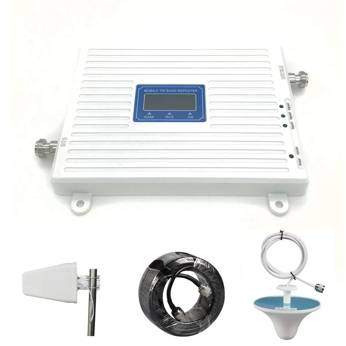 

NEW 900MHz 1800MHz 2100MHZ 2G 3G 4G Mobile Triple Band Repeater Phone Signal Boosters with Antenna Cable