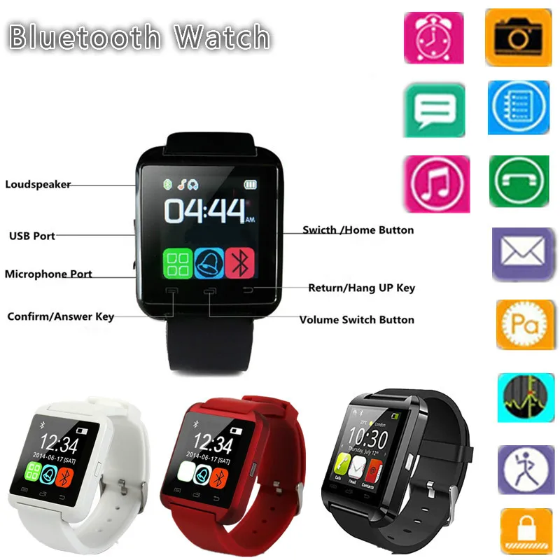 

Bluetooth Smart Watch U8 Sport Watch For Samsung Sony Huawei Android Phones with Pedometer Message SMS Sync Call Reminder