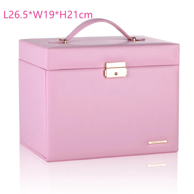 Pink Extra Large Jewelry Box Necklace Ring Organizer Travel Case Gift Earings Container Fashion Storage Case Mirror Faux Leather Large Jewellery Box Fashion Jewellery Boxjewellery Box Aliexpress