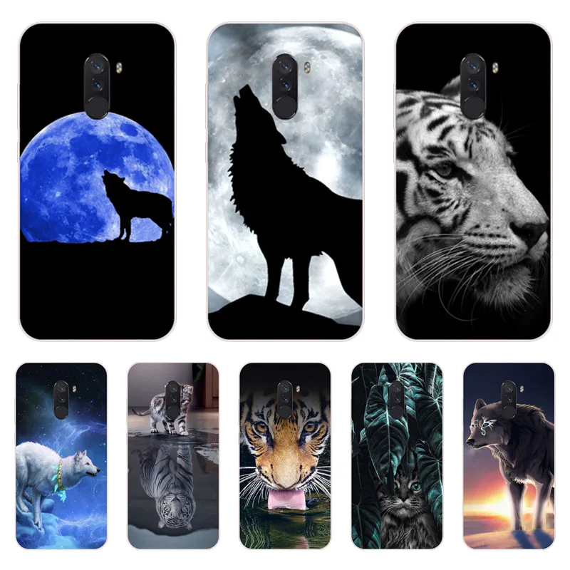 Xiaomi Pocophone F1 Case Silicon tigon beast Painting Soft TPU Back Cover for Protect Phone cases shell |