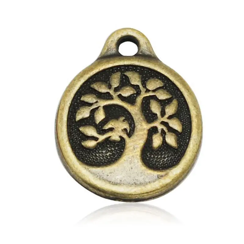 

16mm New Bird in Tree Decorative Metal Buttons, Flatback Round Alloy Pendant for Jewelry Making, 20pcs/lot