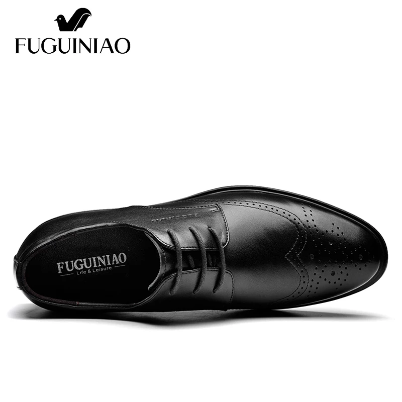 FUGUINIAO Мужские модельные туфли из натуральной кожи/Мужская обувь для бизнеса/свадебные туфли/цвет черный, коричневый