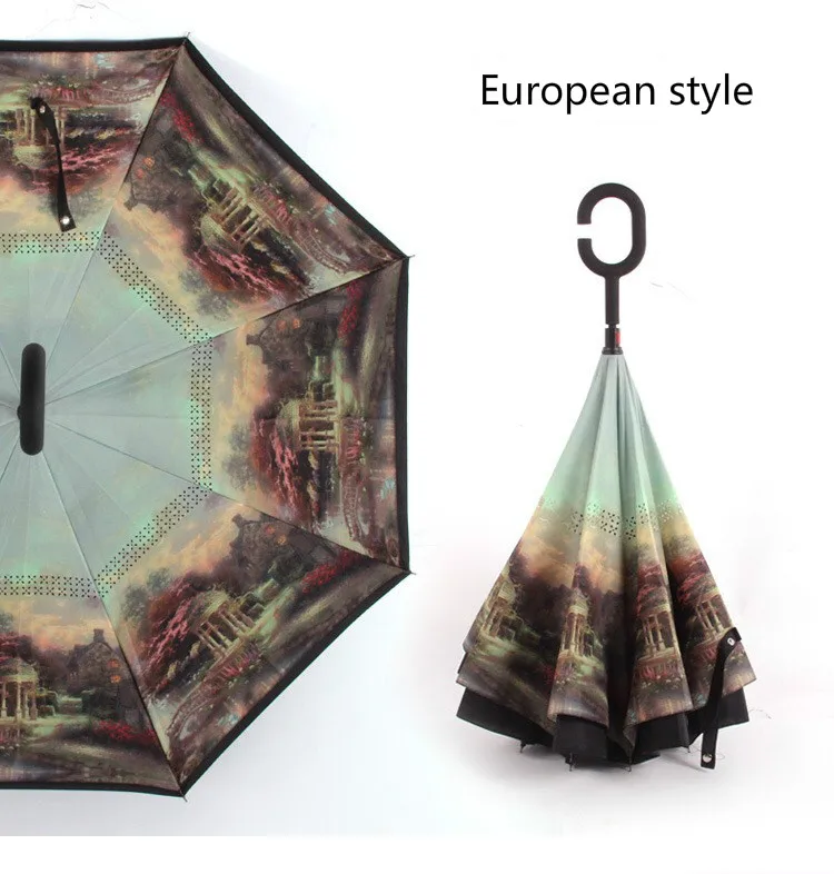 Перевернутый зонтик, двойной слой, солнцезащитный зонтик для женщин, дождь, обратный зонтик, мужской, guarda chuva invertido paraguas parapluie, ветрозащитный