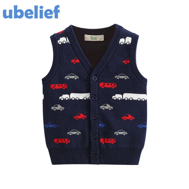 UBELIEF boys sweater vest boys striped sweater Waistcoat Cartoon coat