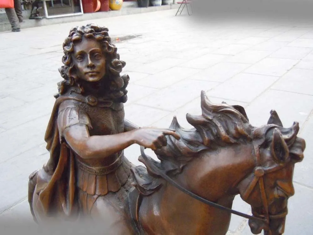 

18" China beautifully copper bronze marble carved Art knight Sculpture statue