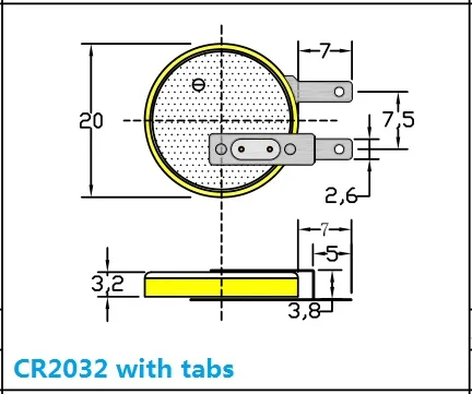 20 шт./лот свежий CR2032 3v литиевая батарея с сварочными контактами/вкладками, горизонтальный и поверхностный монтажный Тип