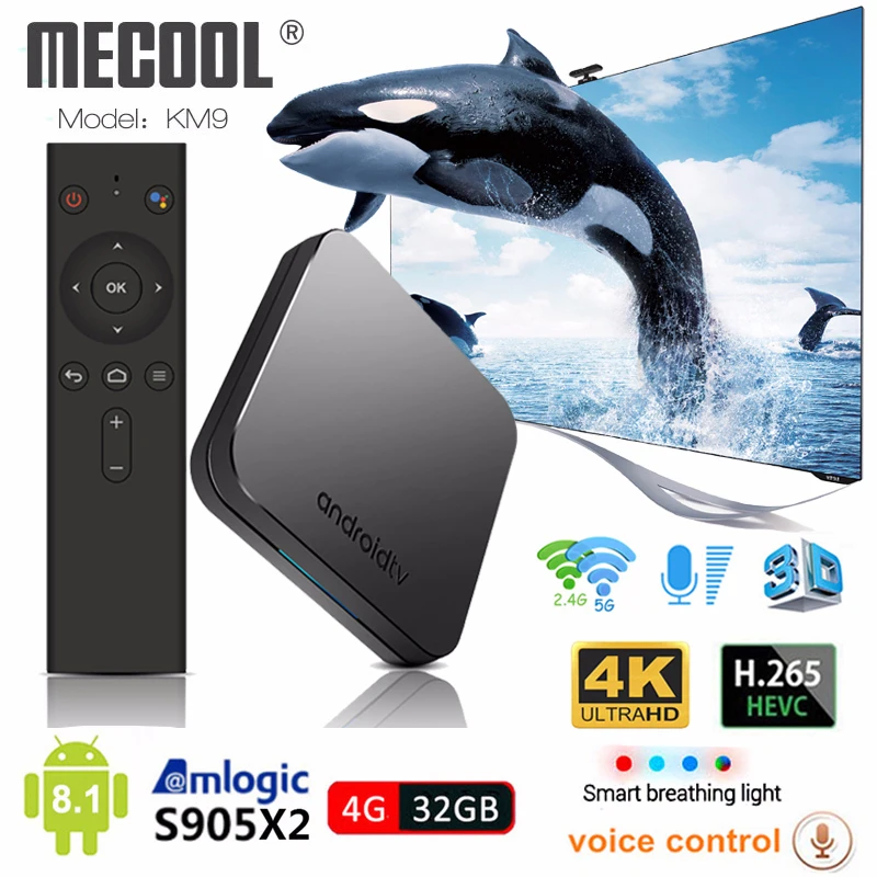 

Mecool KM9 PRO S905X2 Android TV Box Android 9.0 4GB 32GB Voice Control smart tv box 4k iptv box pk mecool km3 media player
