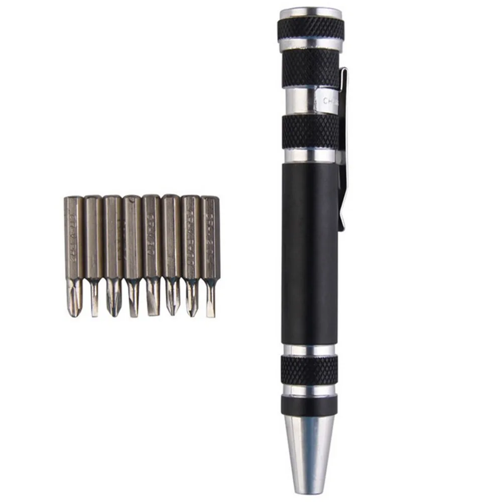 Сплав практические отложным воротником винтовая ручка прецизионных отверток Портативный Multi Функция отвертка комплект прочный - Цвет: black