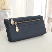 Fashion women Vintage Design handbags, high capacity over PU leather polish dull female wallet double zipper bag of money of th
