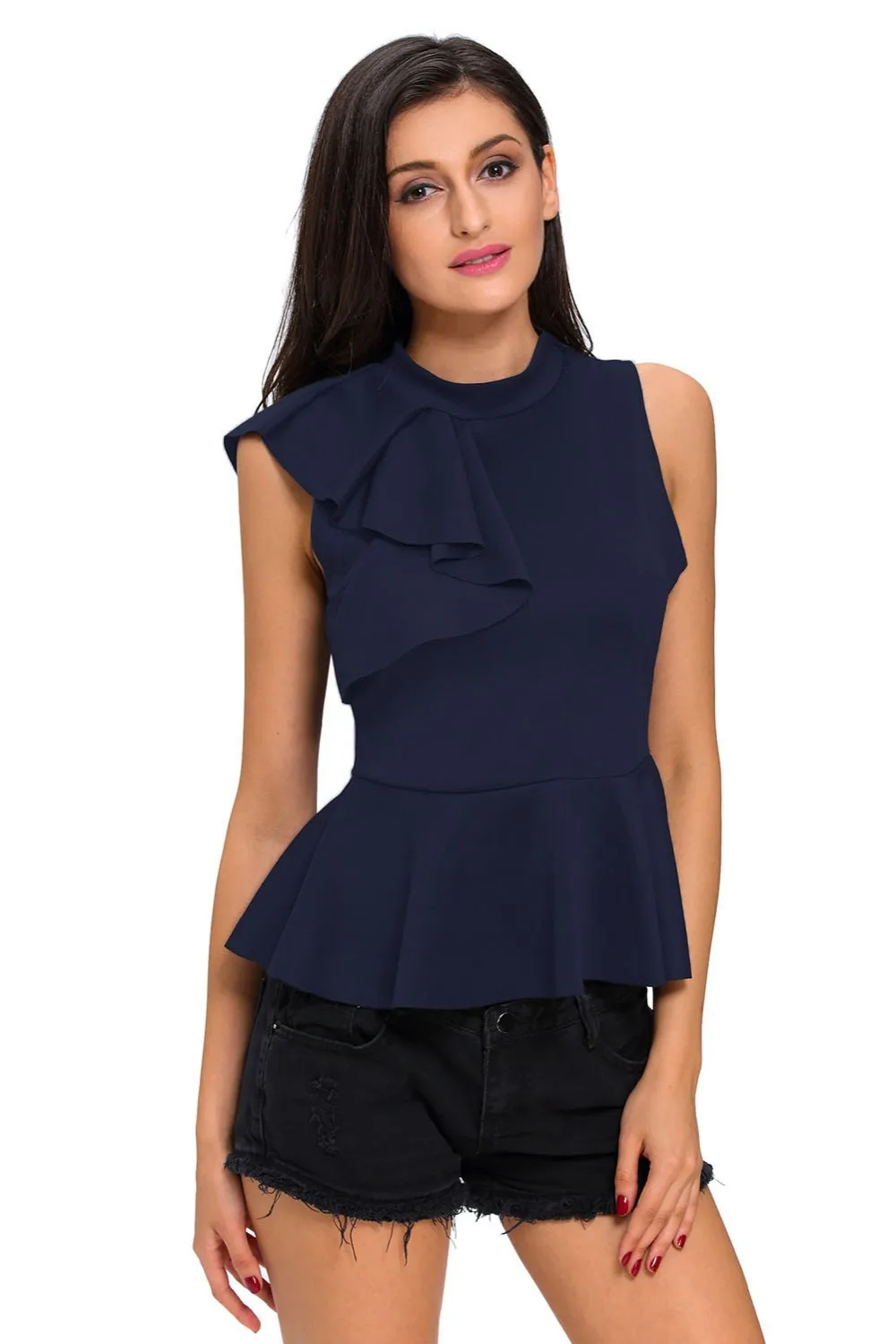Royal-Blue-Asymmetric-Ruffle-Side-Peplum-Top-LC25845-5-1