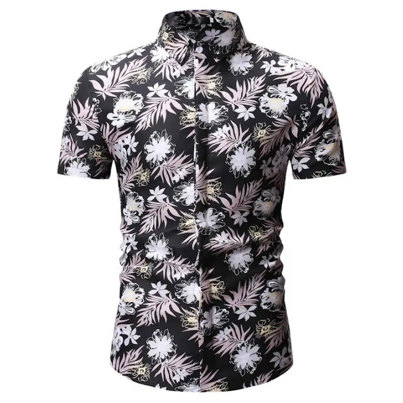 2019 Новая Летняя мода Мужская рубашка Slim Fit короткий рукав Футболка с цветочным принтом Мужские Костюмы Trend Plus Size3xl мужские Повседневное