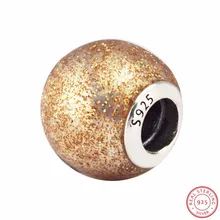 Прозрачная роза золотой блеск шарик с покрытием бусины для женщин ювелирных изделий DIY Fit PANDORA талисманы Серебро 925 FL608A