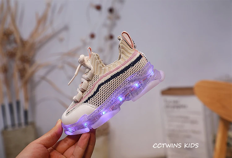 CCTWINS/детская обувь; коллекция 2019 года; Осенняя модная спортивная обувь для девочек; Светодиодный кроссовки с подсветкой; детская дышащая