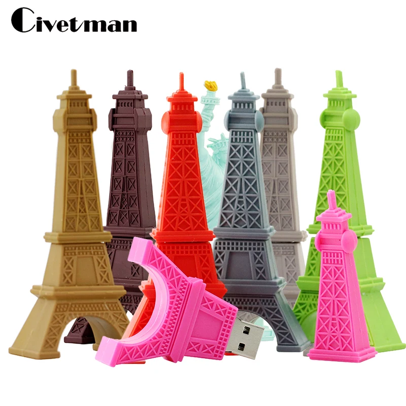 USB Flash Drive Cartoon Eiffel Tower Statue of Liberty