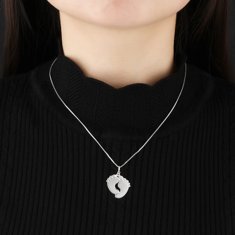 JewelOra персонализированные детские ножки ожерелье с зодиакальным камнем серебро